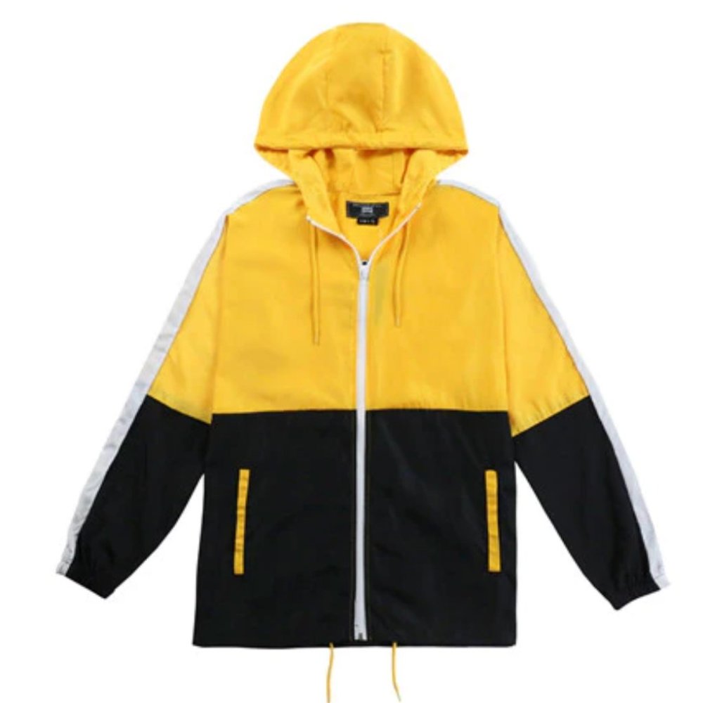 Beautiful Giant Men's Hooded Lightweight Windbreaker Yellow and Black Size L